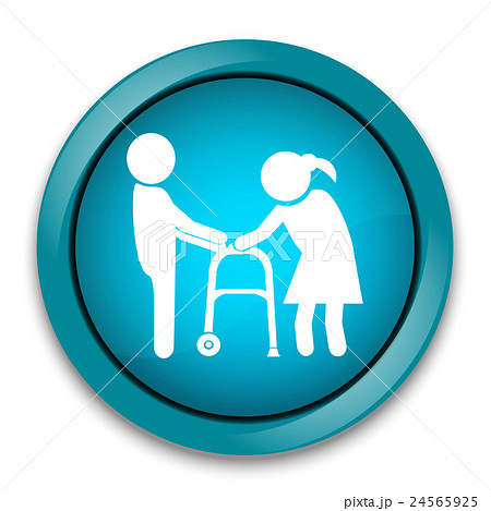 Man helps elderly patient with a walker icon 24565925