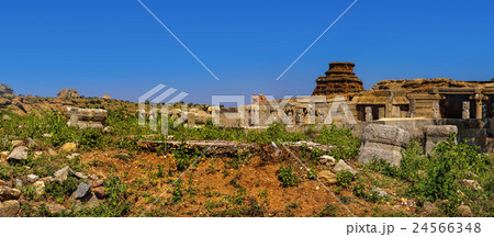 Tourist indian landmark Ancient ruins in Hampi. 24566348