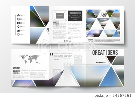 Set of tri-fold brochures, square design templates 24567261