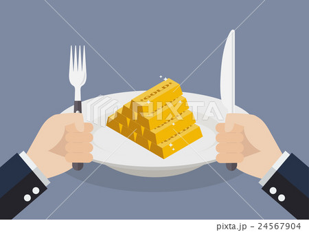 Businessman eating gold ingots 24567904