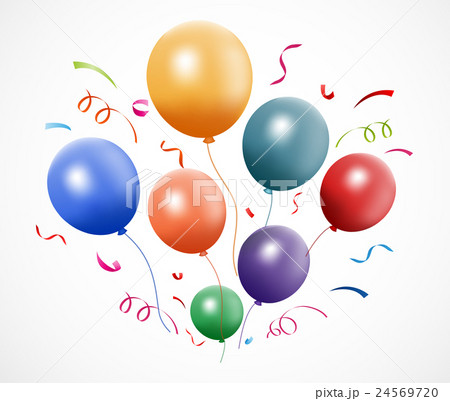 New Birthday celebration with balloon and ribbon New Birthday celebration with balloon and ribbon 24569720