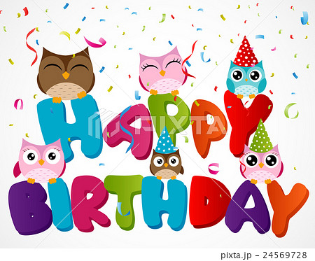 Happy birthday card with owl 24569728