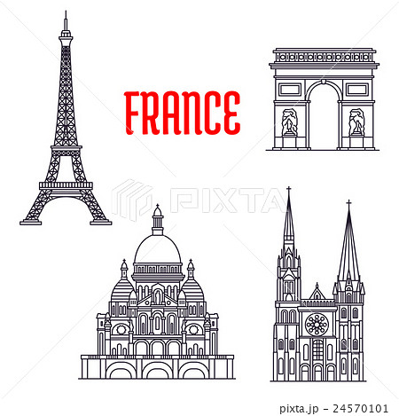 Historic Buildings And Sightseeings Of Franceのイラスト素材