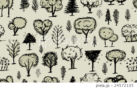 Seamless pattern with trees, sketch for your 24572135