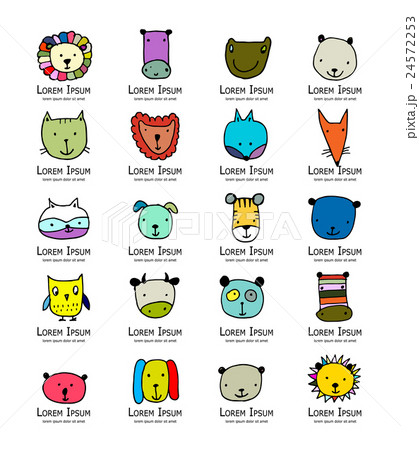 Set of animal faces, sketch for your design 24572253