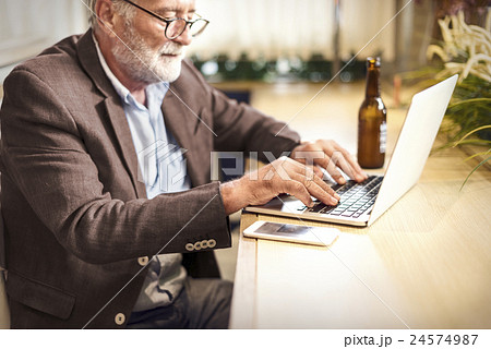 Senior Man Writing Working Shop Realxation Concept Senior Man Writing Working Shop Realxation Concept 24574987