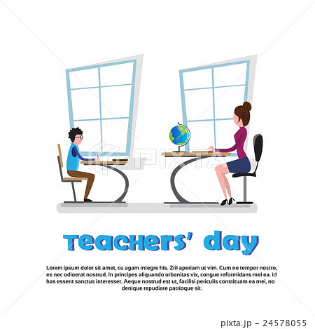 International Teacher Day Holiday Woman With Pupil International Teacher Day Holiday Woman With Pupil 24578055
