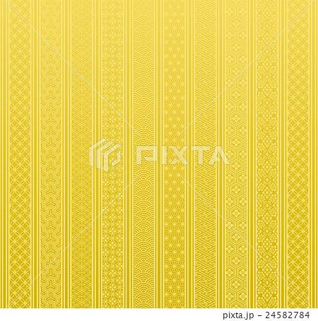 和風背景　伝統文様入り　金色 24582784