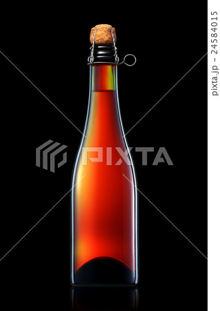 Bottle of beer or champagne isolated on black 24584015