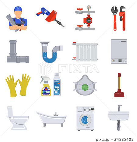 Plumbing Service Flat Icons Set 24585405