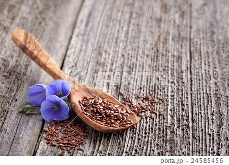 Flax seeds with flowers Flax seeds with flowers 24585456