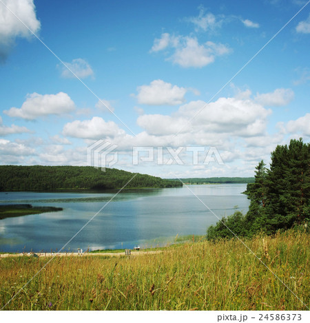 Kenozero lake on a sunny morning. View from a hill 24586373