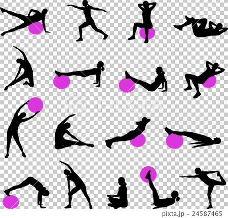 silhouettes of women doing pilates silhouettes of women doing pilates 24587465
