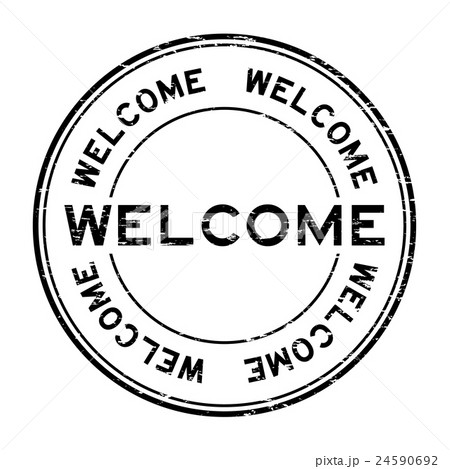 Grunge black welcome rubber stamp 24590692