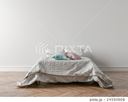 Empty bedroom with a king-size bed 24593608