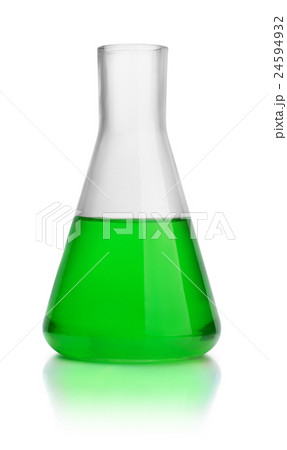 Laboratory conical flask with green liquid Laboratory conical flask with green liquid 24594932
