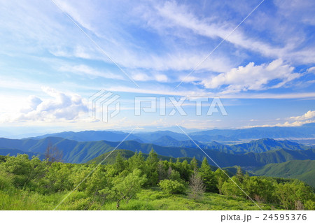 青空と山々（長野県美ヶ原高原） 24595376
