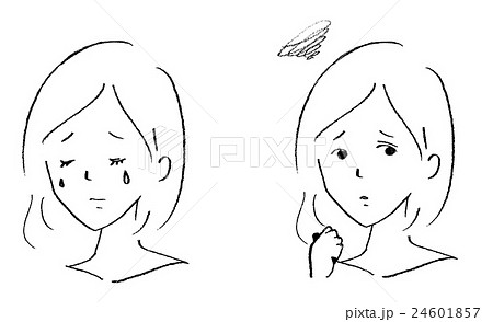 悲しみ 悩む女性のイラスト素材