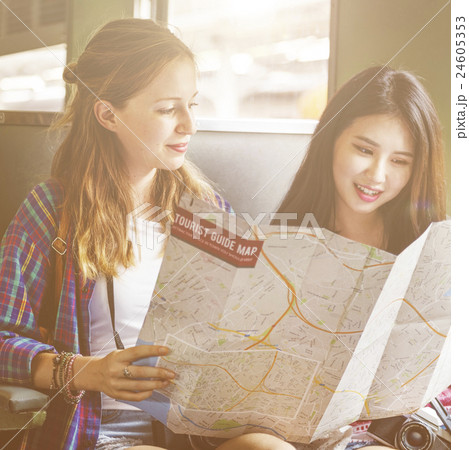 Girls Friendship Hangout Traveling Holiday Map Concept Girls Friendship Hangout Traveling Holiday Map Concept 24605353