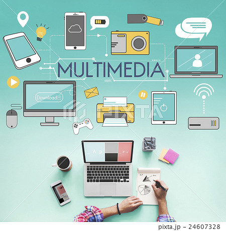 Multimedia Communication Connection Technology Devices Concept Multimedia Communication Connection Technology Devices Concept 24607328
