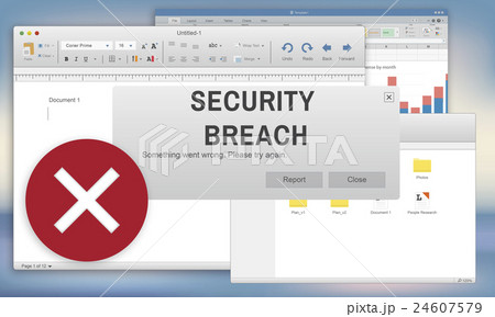 Security Breach Cyber Attack Computer Crime Password Concept 24607579