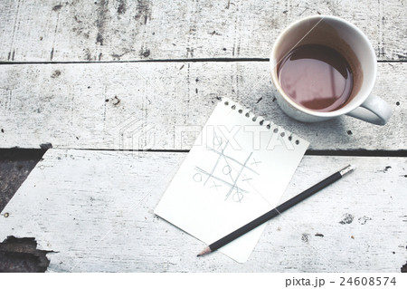 Tic tac toe X O game with coffee cup Tic tac toe X O game with coffee cup 24608574