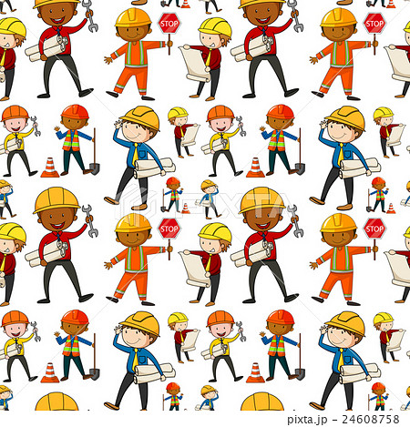 Seamless background with construction workers 24608758