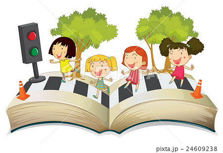 Girls crossing the road 24609238