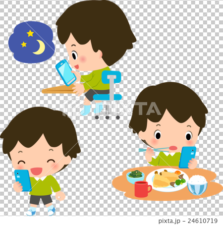 一日中スマートフォンを手放さない男の子 24610719