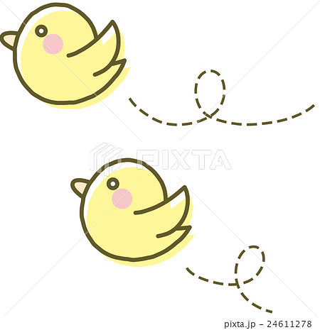 飛んでいる鳥 黄色 のイラスト素材 24611278 Pixta