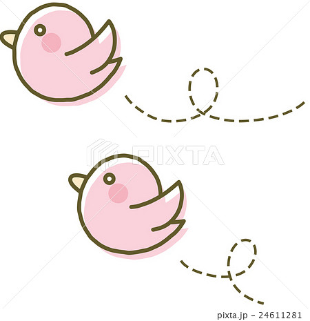 飛んでいる鳥 ピンク のイラスト素材