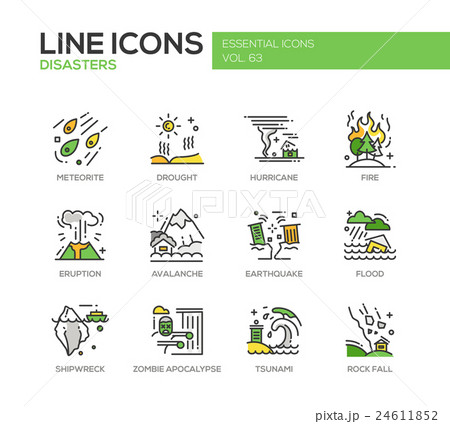 Disasters - line design icons set 24611852
