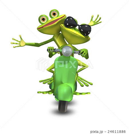 3D Illustration of two frogs on a motor scooter 24611886