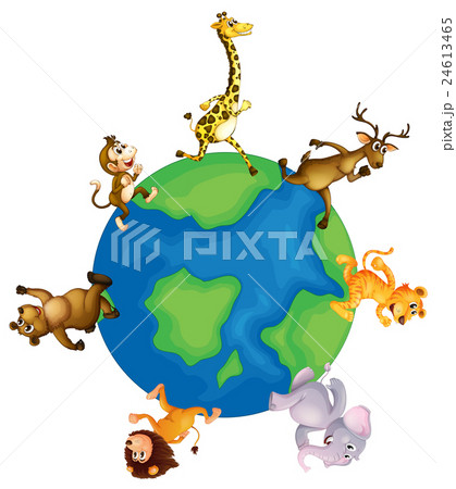 Wild animals running around the earth 24613465
