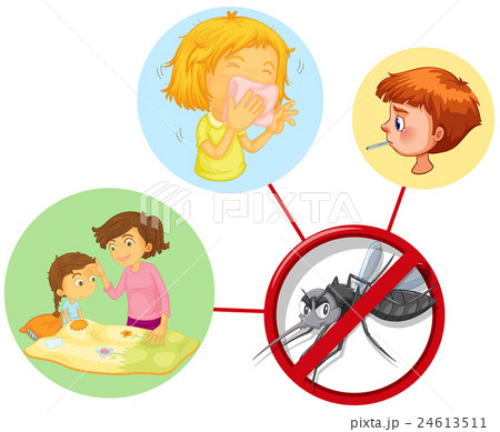 Children being sick from mosquito 24613511