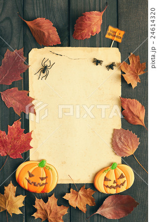 Halloween invitation over wooden background 24614320