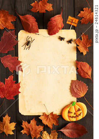 Halloween invitation over wooden background 24614321