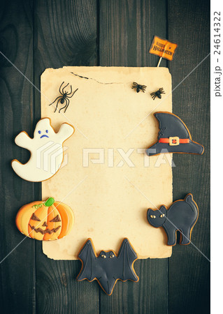 Halloween invitation over wooden background 24614322