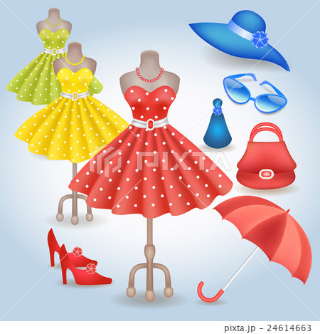 Fashionable dress in retro style and accessories 24614663