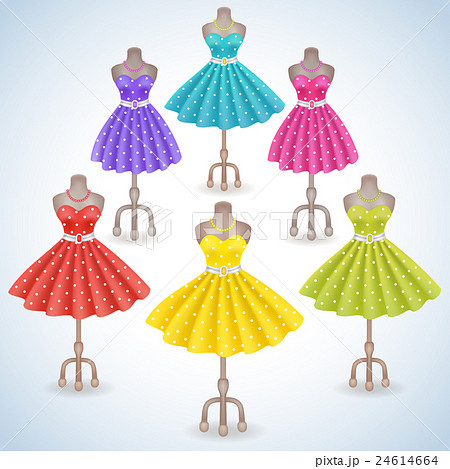 Collection fashionable dress with polka dots  24614664