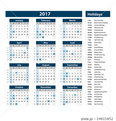 2017 Calendar - illustration Vector template 2017 2017 Calendar - illustration Vector template 2017 24615852