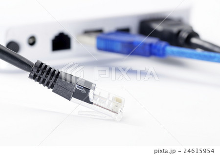 Close up of LAN cable isolated on white background 24615954