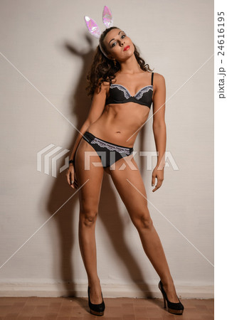 Sexy woman in black lingerie 24616195