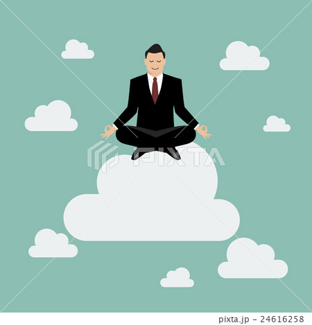 Businessman meditating on a cloud Businessman meditating on a cloud 24616258
