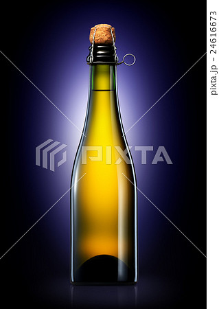 Bottle of beer or champagne isolated on black 24616673