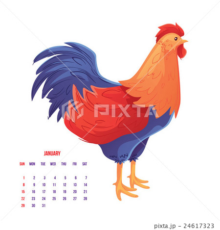 Colorful 2017 New Year greeting card with rooster Colorful 2017 New Year greeting card with rooster 24617323