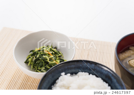 壬生菜漬けとごはんと味噌汁 壬生菜漬けとごはんと味噌汁 24617397