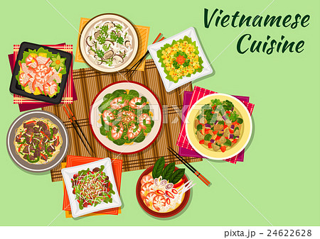 Vietnamese Cuisine Oriental Dishes Iconのイラスト素材