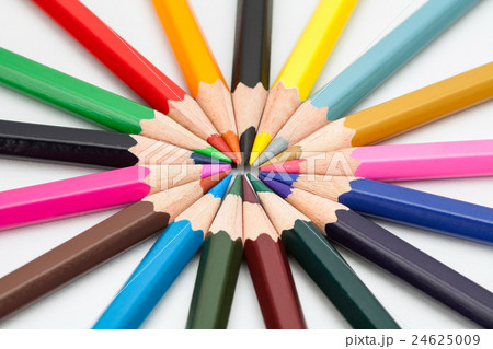 Colorful Pencils Arranged round on white Colorful Pencils Arranged round on white 24625009