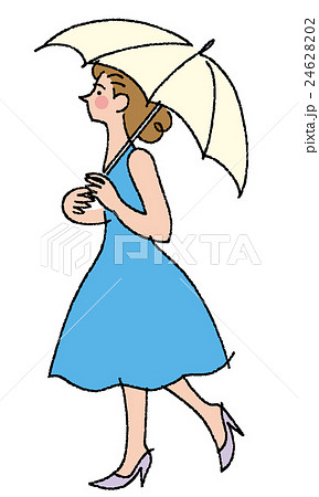 日傘をさす女性のイラスト素材 2462